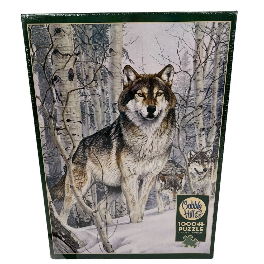 Cobble Hill Wolves in Winter 1000-Piece Puzzle - Green
